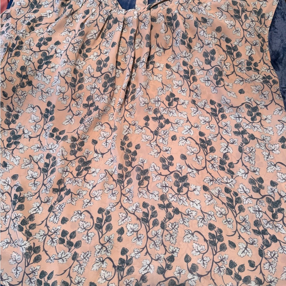 LC Lauren Conrad Cream Floral Print Blouse
